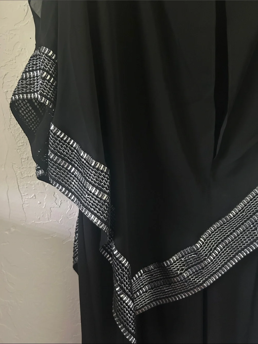 SLNY Black Wide-Leg Jumpsuit with Silver Embellished Overlay - Picture 8 of 9